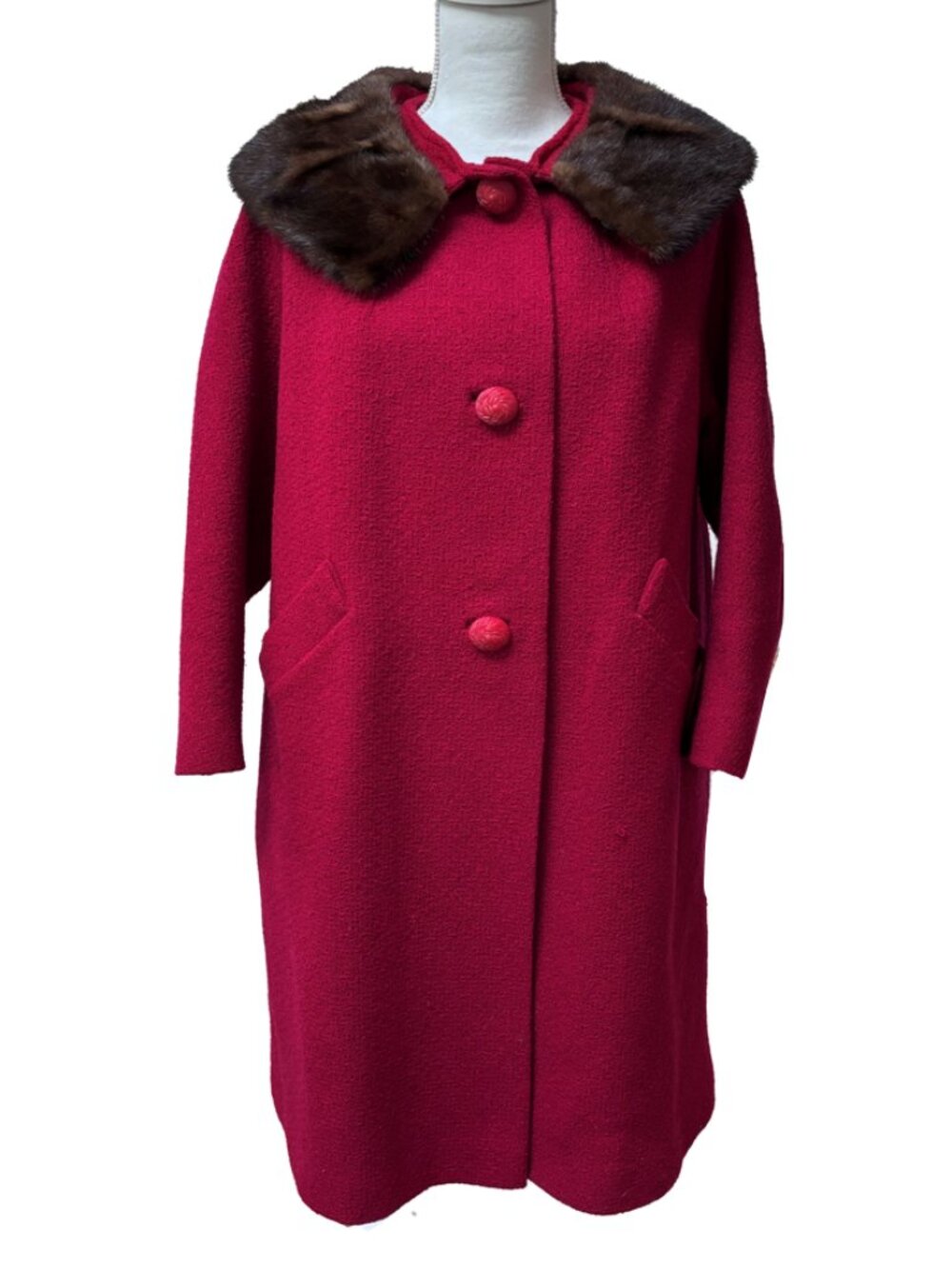 STEVENS HOCKANUM Mid Century Modern red coat